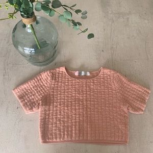 Free People Pink Textured Crop Top